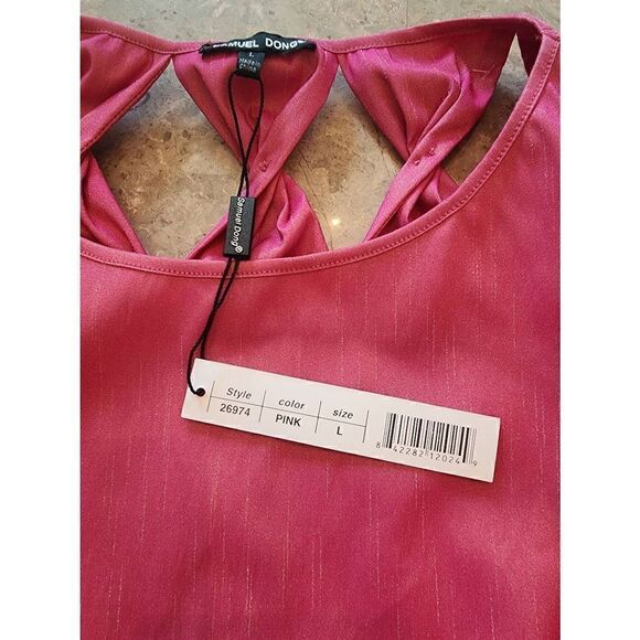 Samuel Dong NWT pink taffeta cocktail dress size Large cutout - Picture 6 of 11